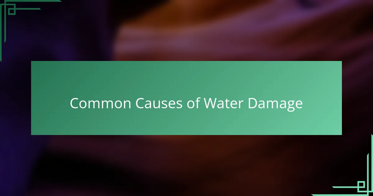Common Causes of Water Damage