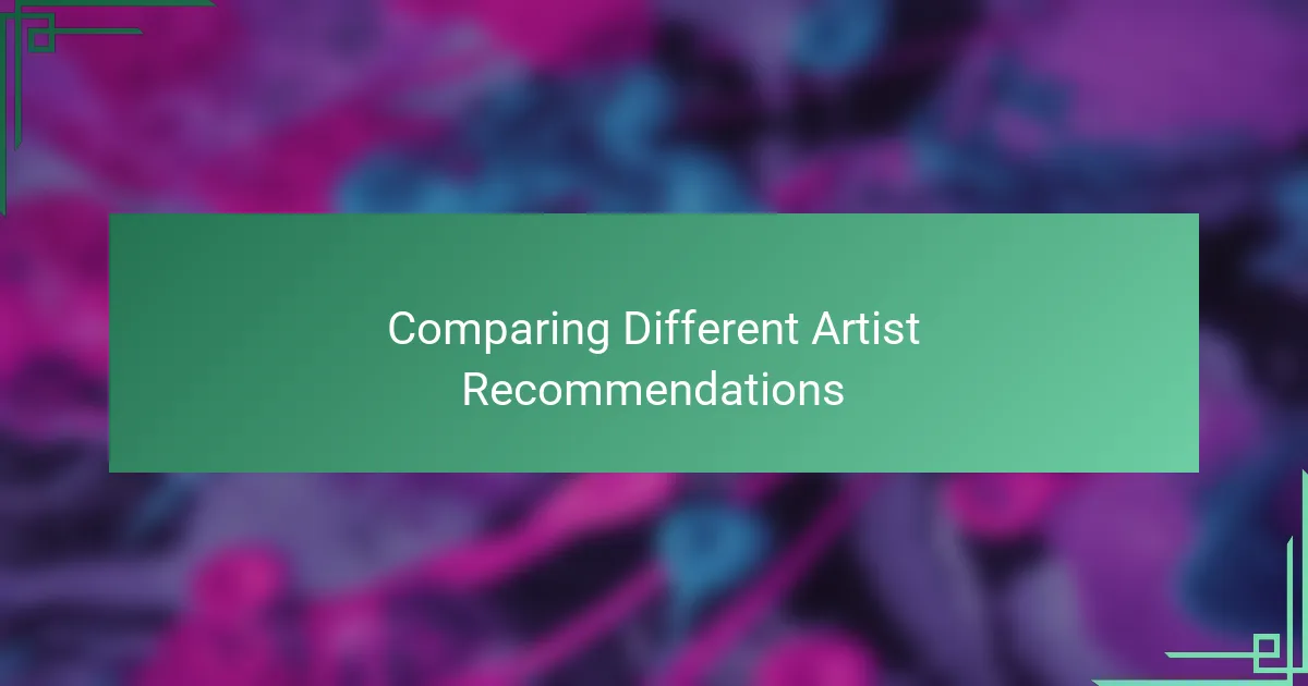 Comparing Different Artist Recommendations